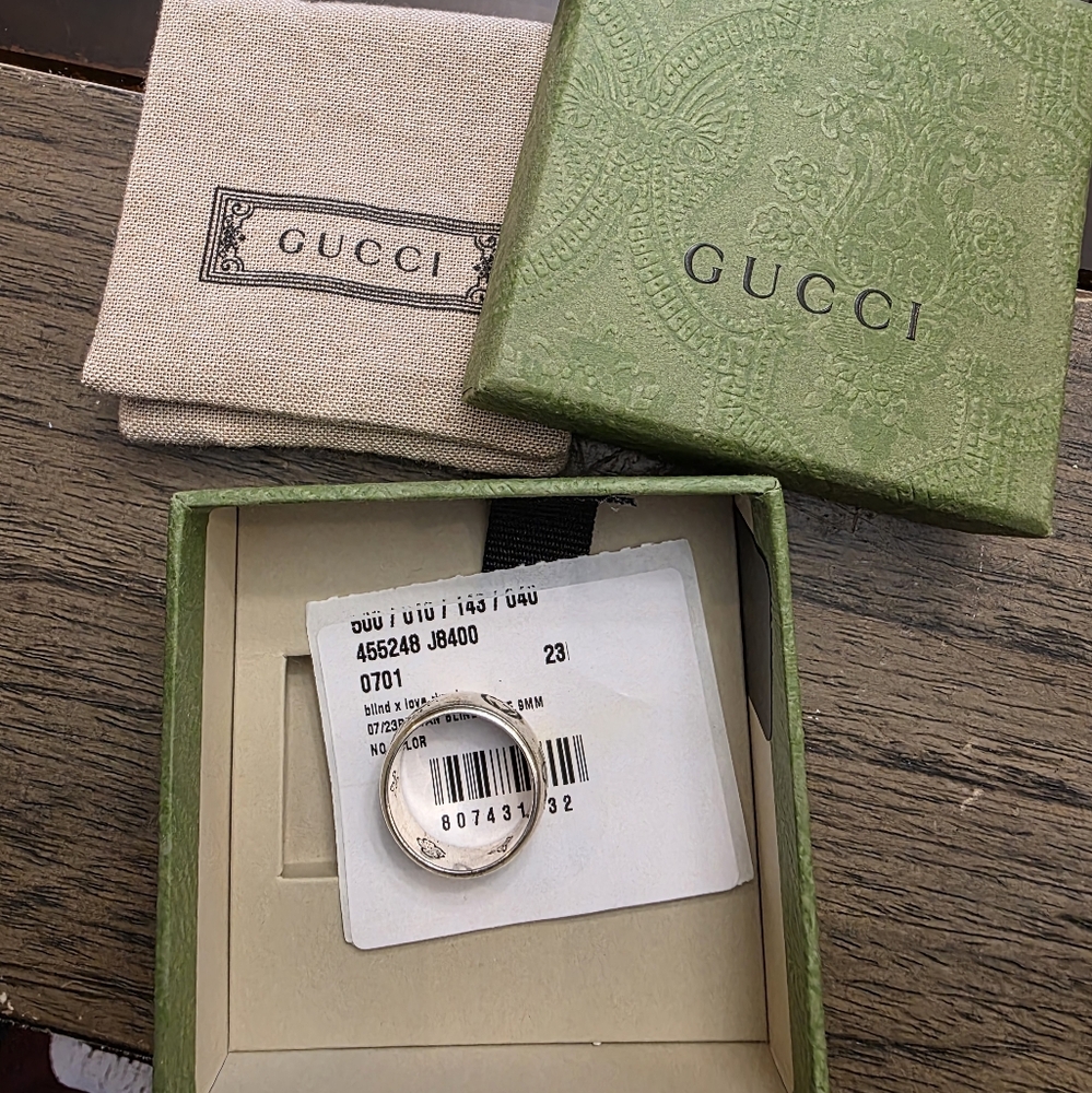 Authentic Gucci Blind For Love Sterling Sliver Ring - Picture 2 of 7